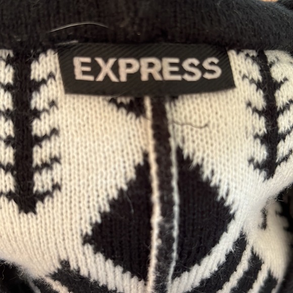 Express Black and White Poncho with Solid Black Hood, One Size - Picture 6 of 6